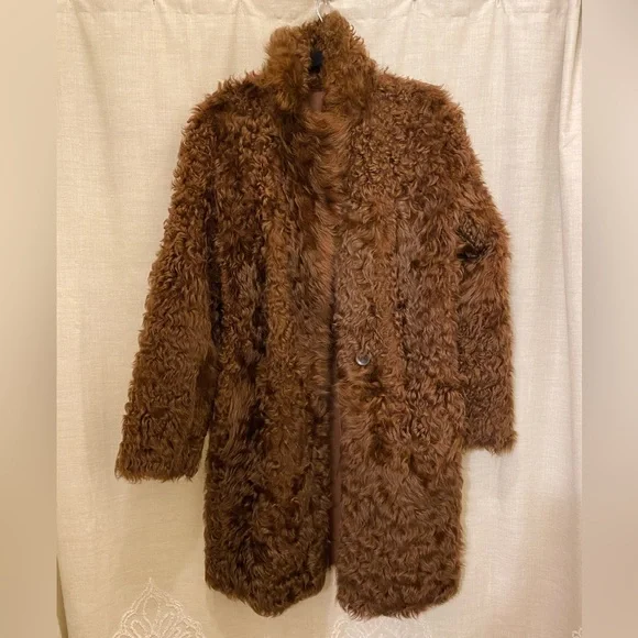 Vince reversible lamb leather shearling fur coat - Picture 9 of 11